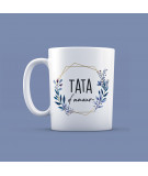 mug blanc avec couronne fleur écrit Tata d'amour couronne fleur