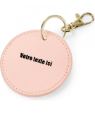 Porte-Clés simili cuir couleur rose doux avec attache métallique brillante à personnaliser