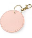 Porte-Clés simili cuir couleur rose doux avec attache métallique brillante