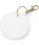 Porte-Clés simili cuir couleur blanc doux avec attache métallique brillante