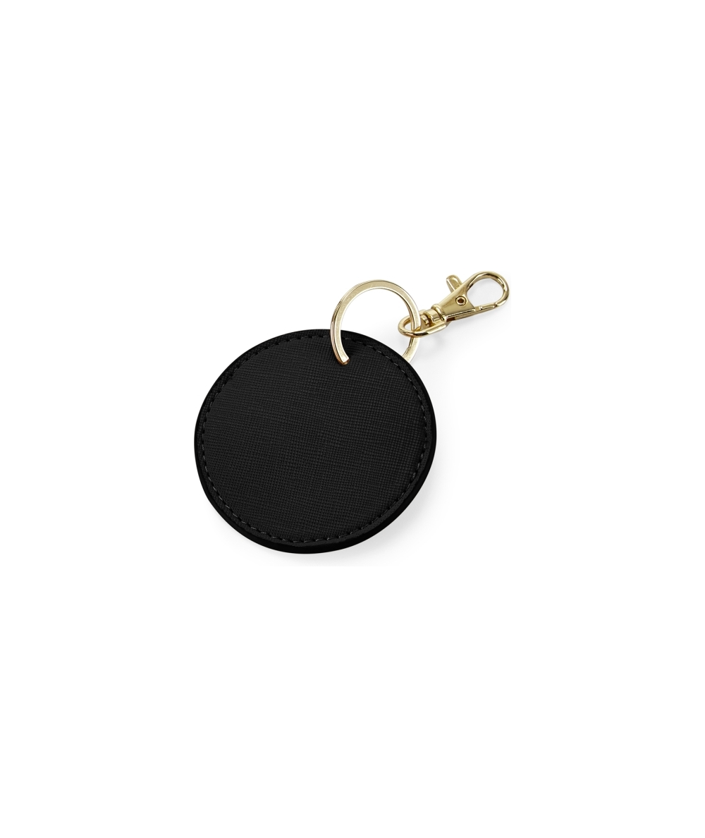 Porte-Clés simili cuir couleur noir doux avec attache métallique brillante