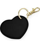 Porte-Clés forme coeur simili cuir couleur noir avec attache métallique brillante