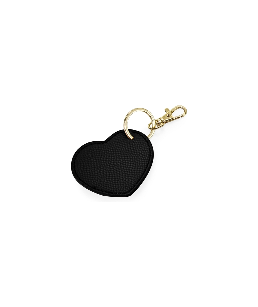 Porte-Clés forme coeur simili cuir couleur noir avec attache métallique brillante