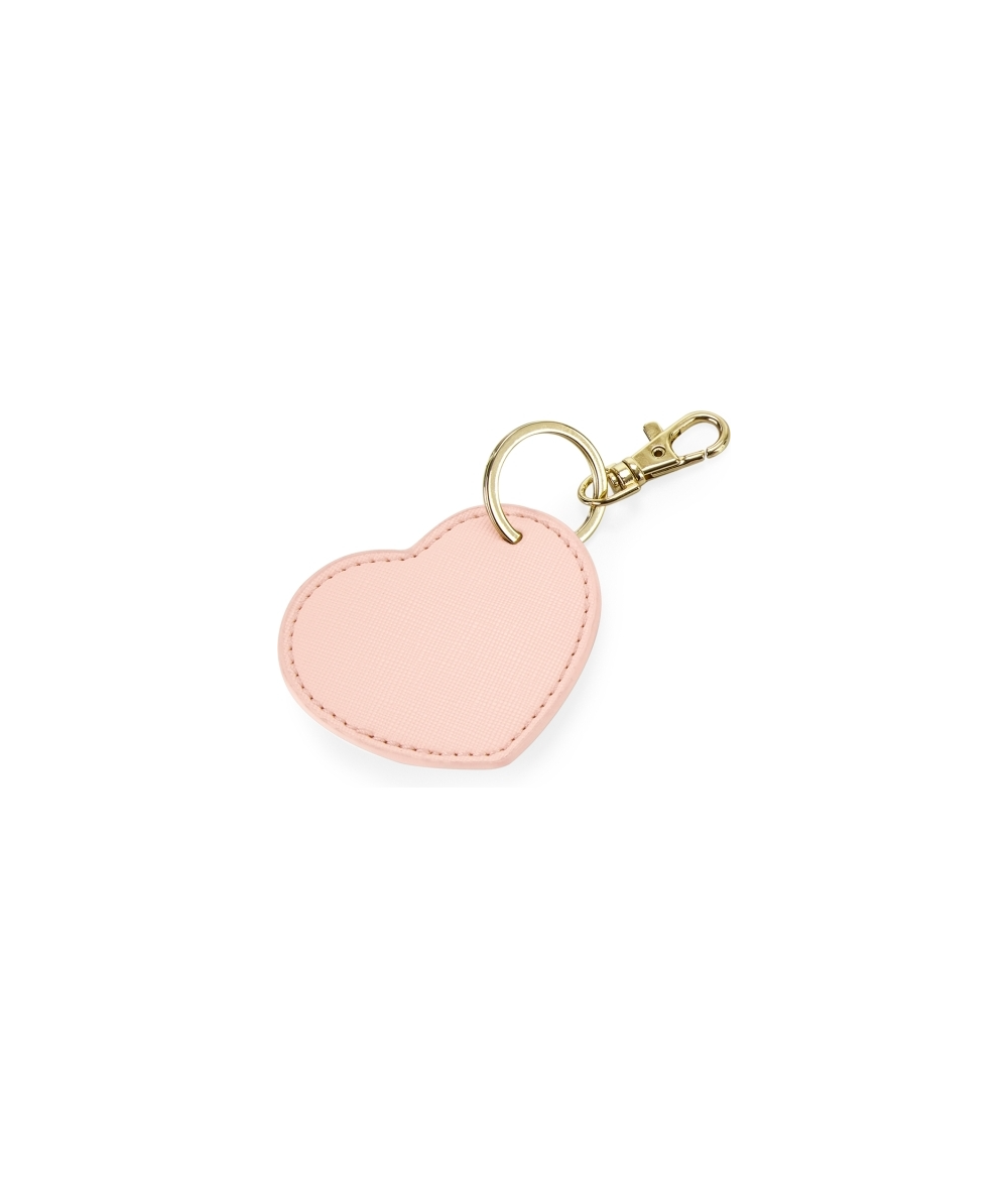 Porte-Clés forme coeur simili cuir couleur rose avec attache métallique brillante