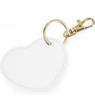 Porte-Clés forme cœur simili cuir couleur blanc avec attache métallique brillante
