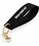 Porte clé rectangulaire noir avec dragonne de couleur or personnalisable