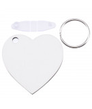 Porte-­clés en plastique forme coeur blanc avec attache