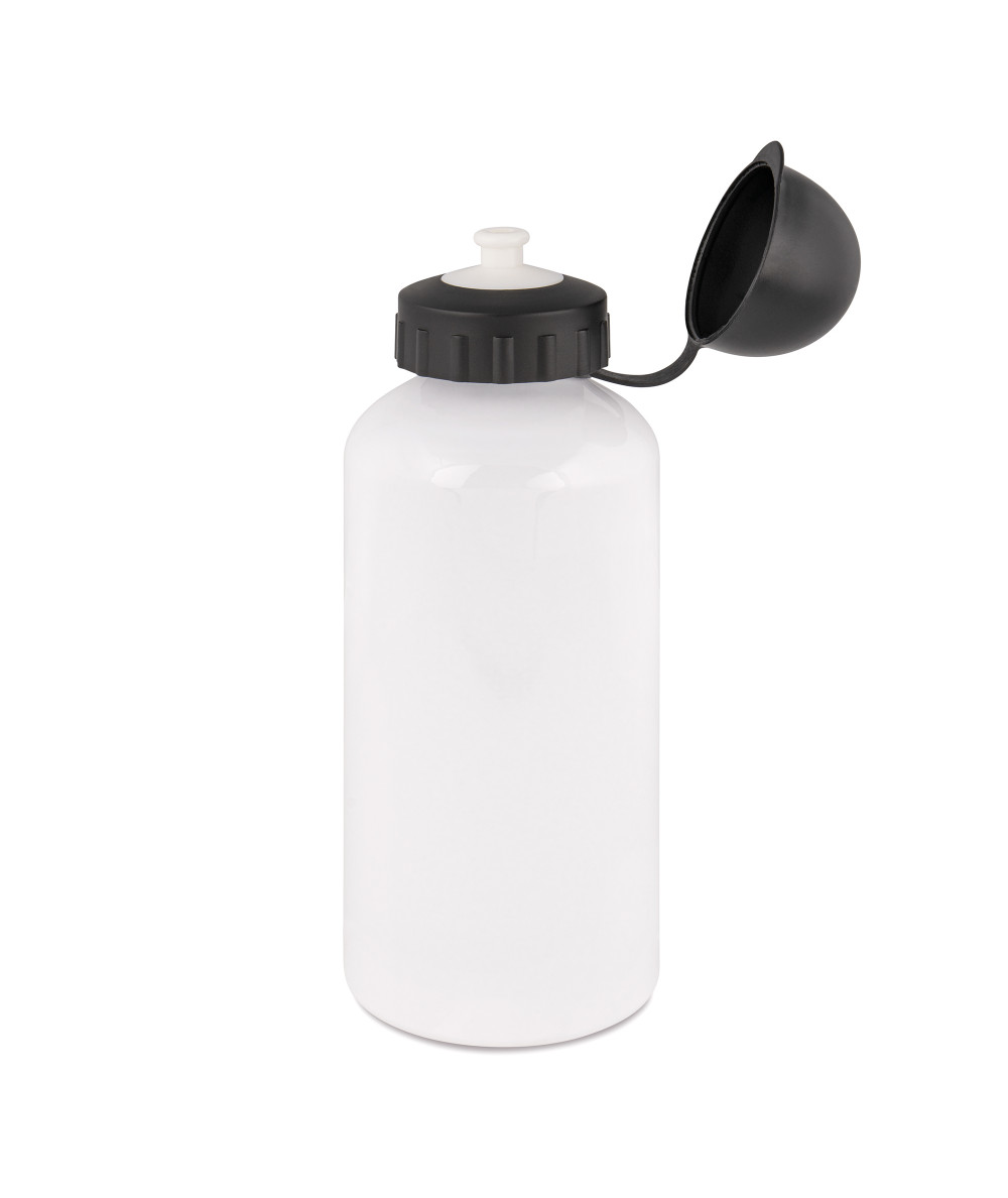 une gourde isotherme blanc  bouchon  noir ouvert
