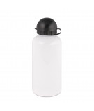 une gourde isotherme blanc  bouchon  noir fermer