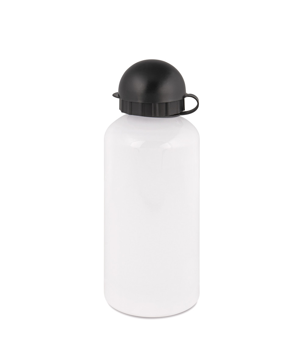 une gourde isotherme blanc  bouchon  noir fermer