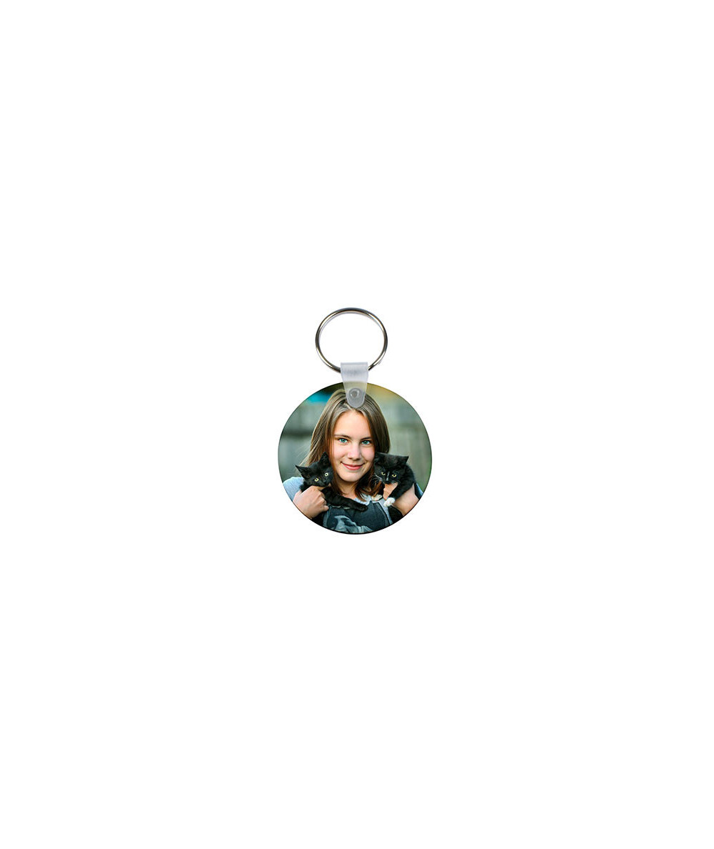 Porte-­clés MDF blanc brillant rond Ø 60 mm à personnaliser
