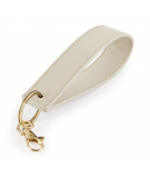 Porte clé rectangulaire beige  avec avec Dragonne de couleur or